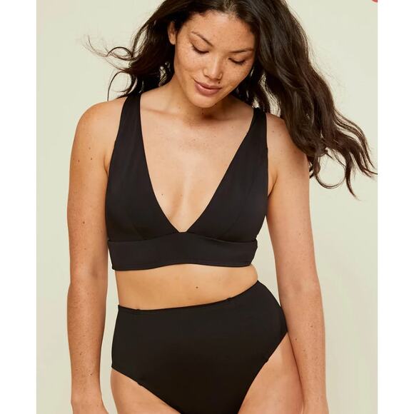 Andie Other - ANDIE SWIM Women's Belize Bikini Top Medium Black Plunge V Neck Swimwear NWT